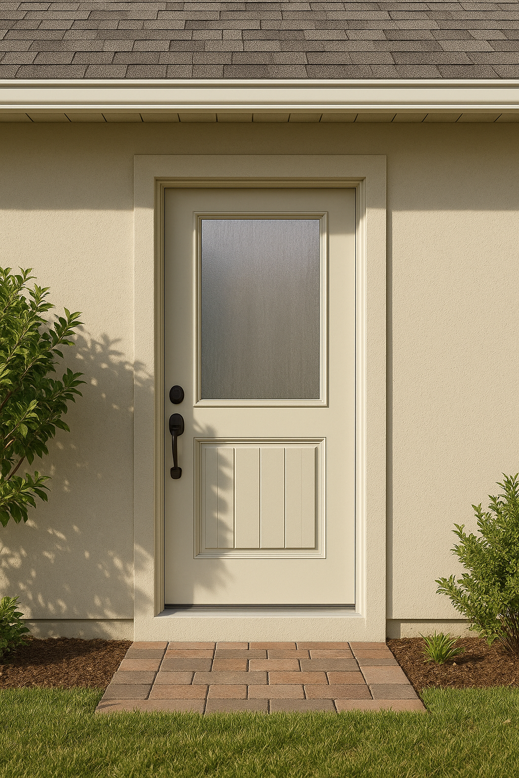 Impact Windows & Doors Tampa - Half Lite 1 Panel Plank Flush - Chinchilla