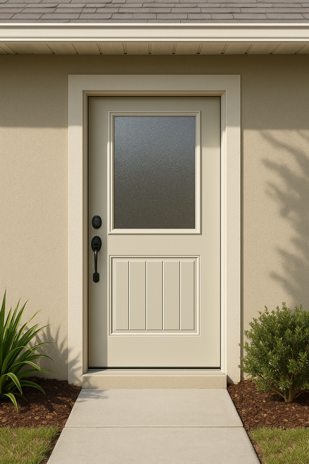 Impact Windows & Doors Tampa - Half Lite 1 Panel Plank Flush - Granite