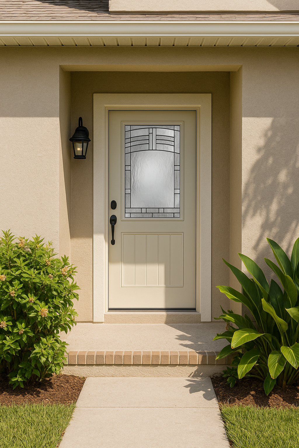 Impact Windows & Doors Tampa - Half Lite 1 Panel Plank Flush - Maple Park