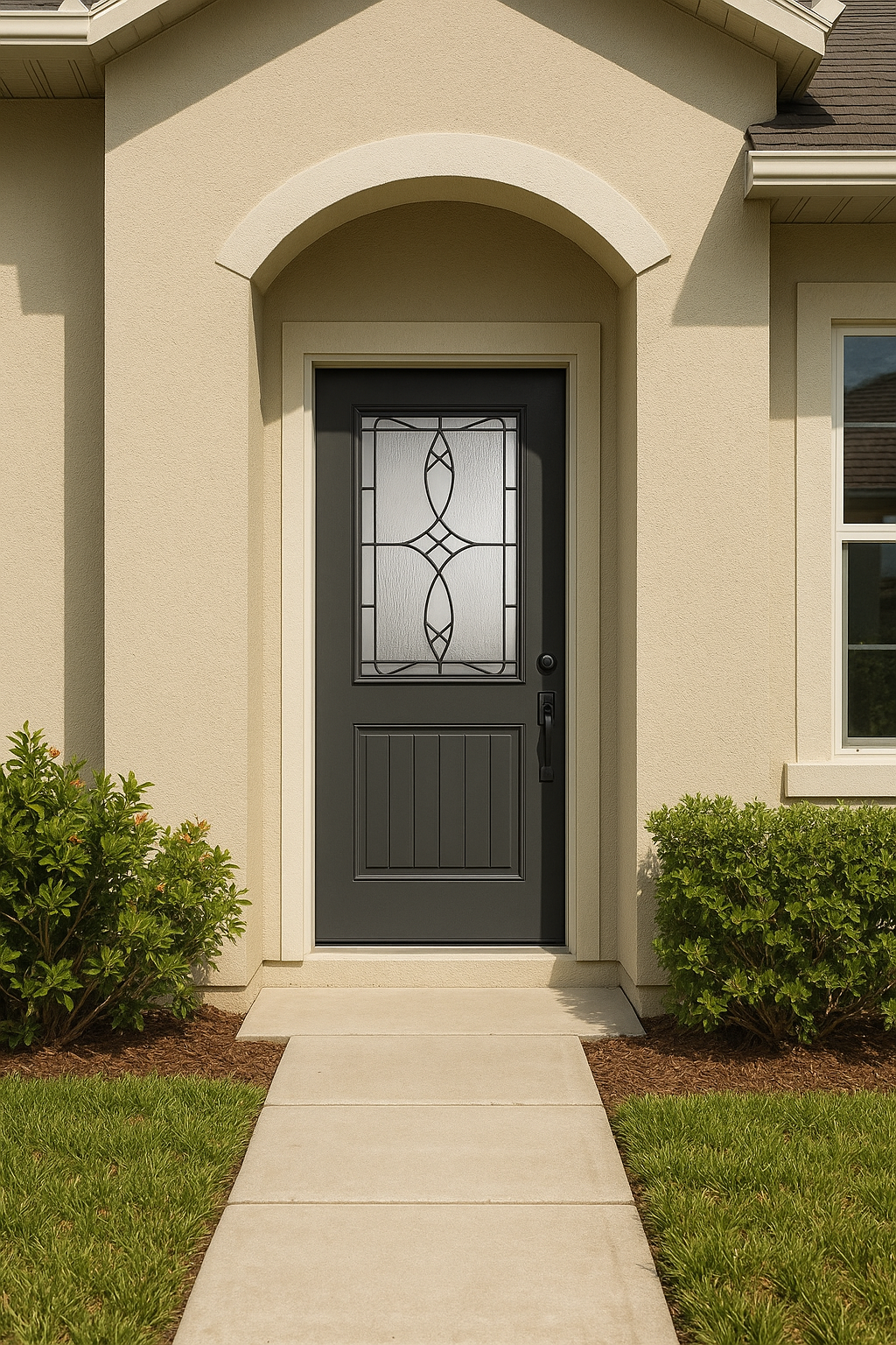 Impact Windows & Doors Tampa - Half Lite 1 Panel Plank Flush - Blackstone