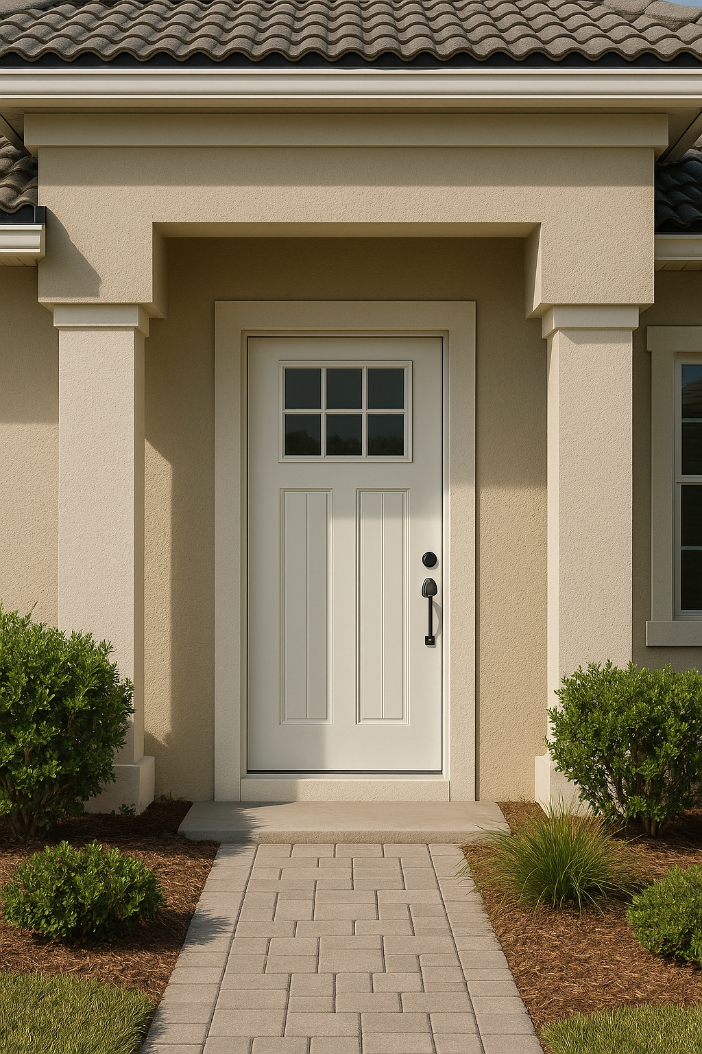 Impact Windows & Doors Tampa - Half Lite 1 Panel Plank Flush - Colonial