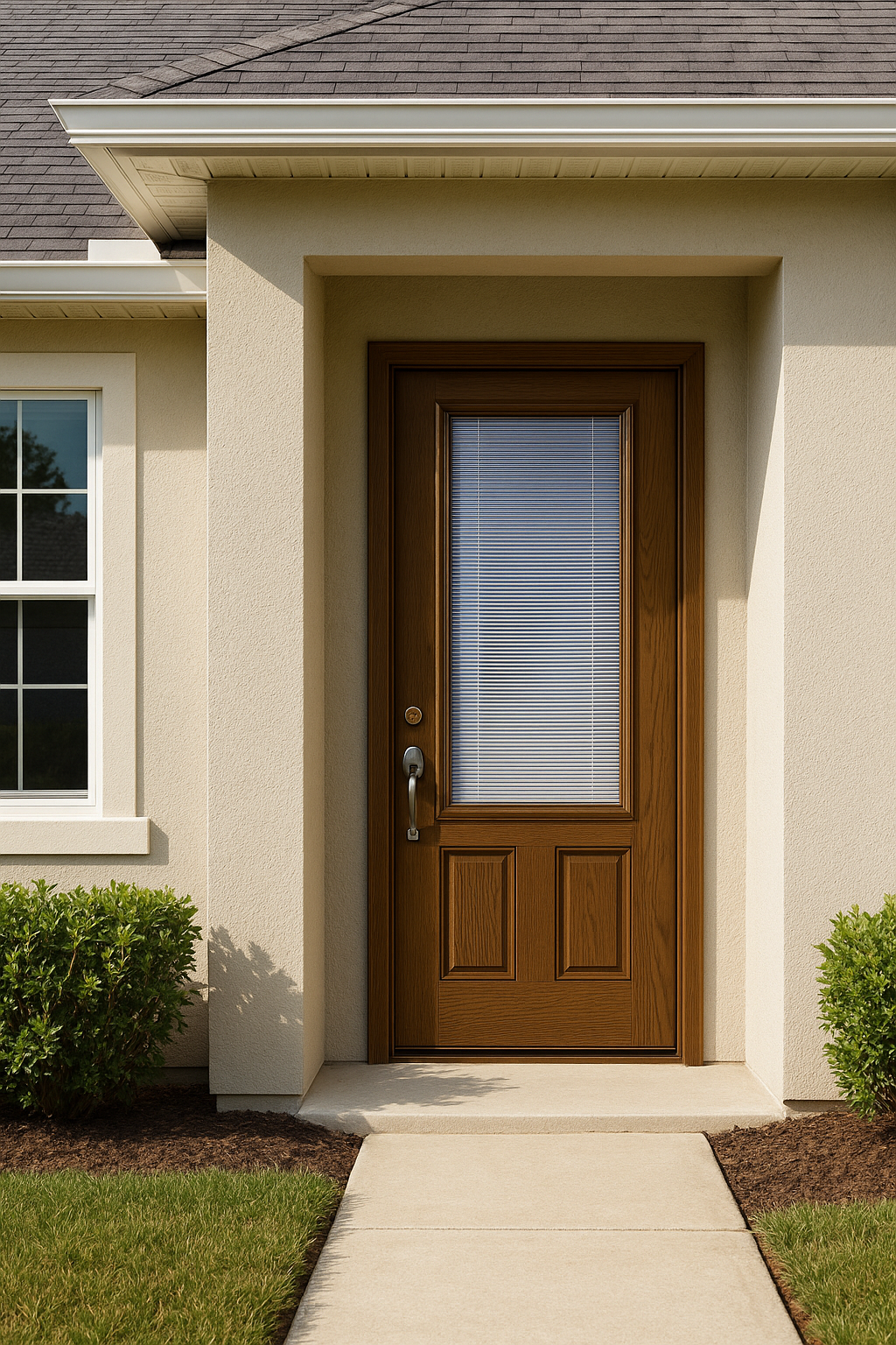 Impact Windows & Doors Tampa - Full Lite Flush - Blinds Raise/Tilt No Grid