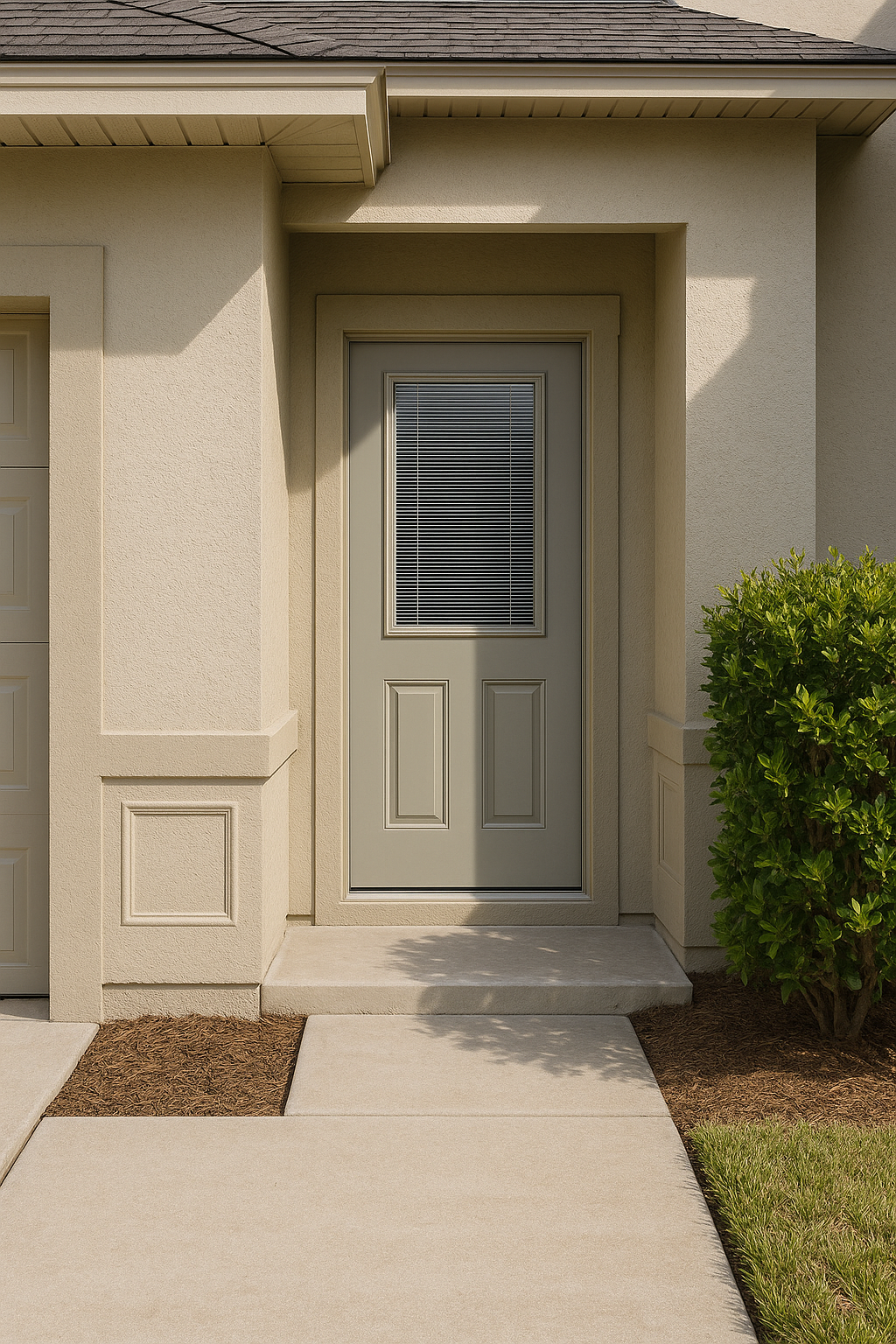 Impact Windows & Doors Tampa - Half Lite 2 Panel Flush - Blinds Raise/Tilt No Grid