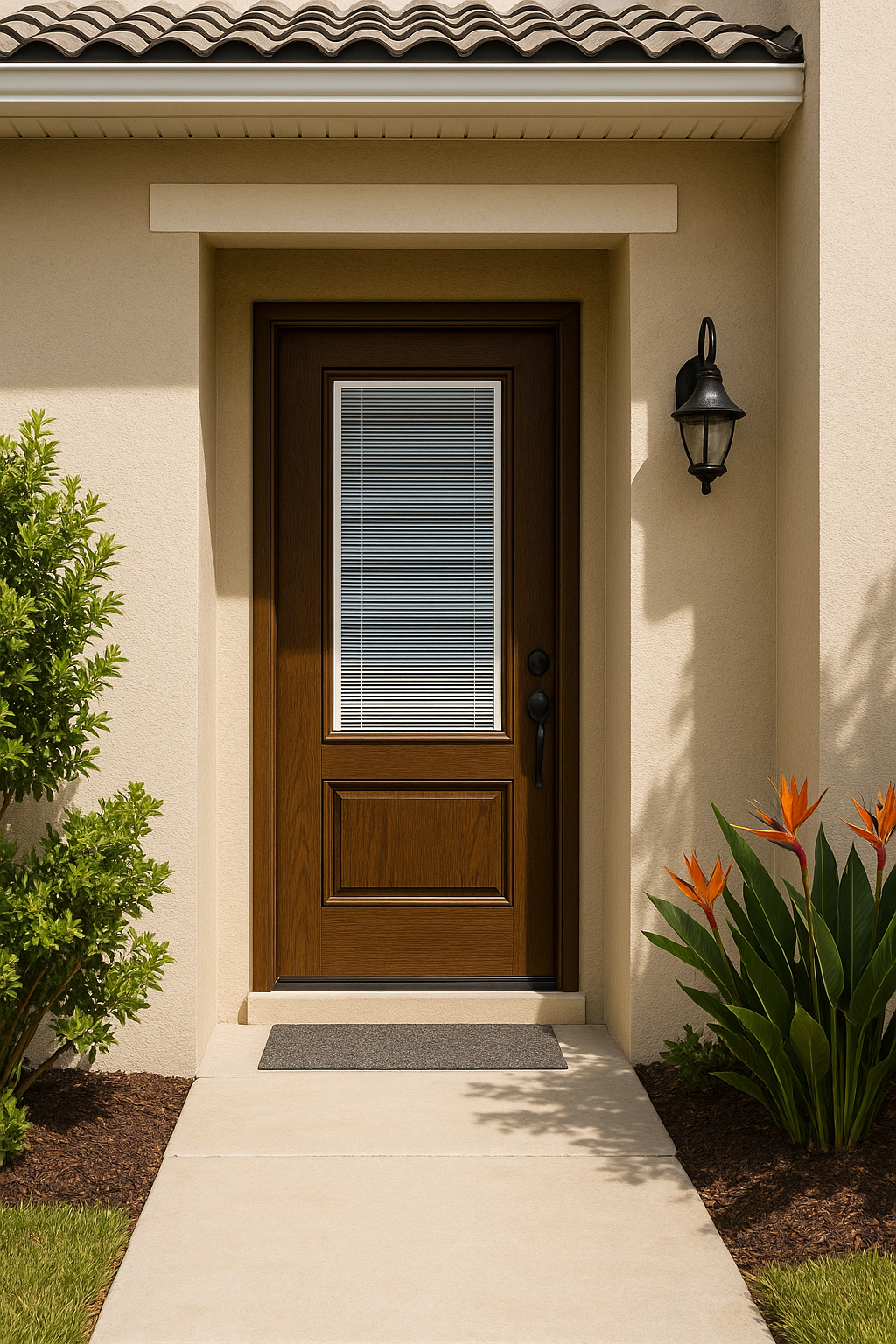 Impact Windows & Doors Tampa - 3/4 Lite 1 Panel - Blinds Raise/Tilt No Grid