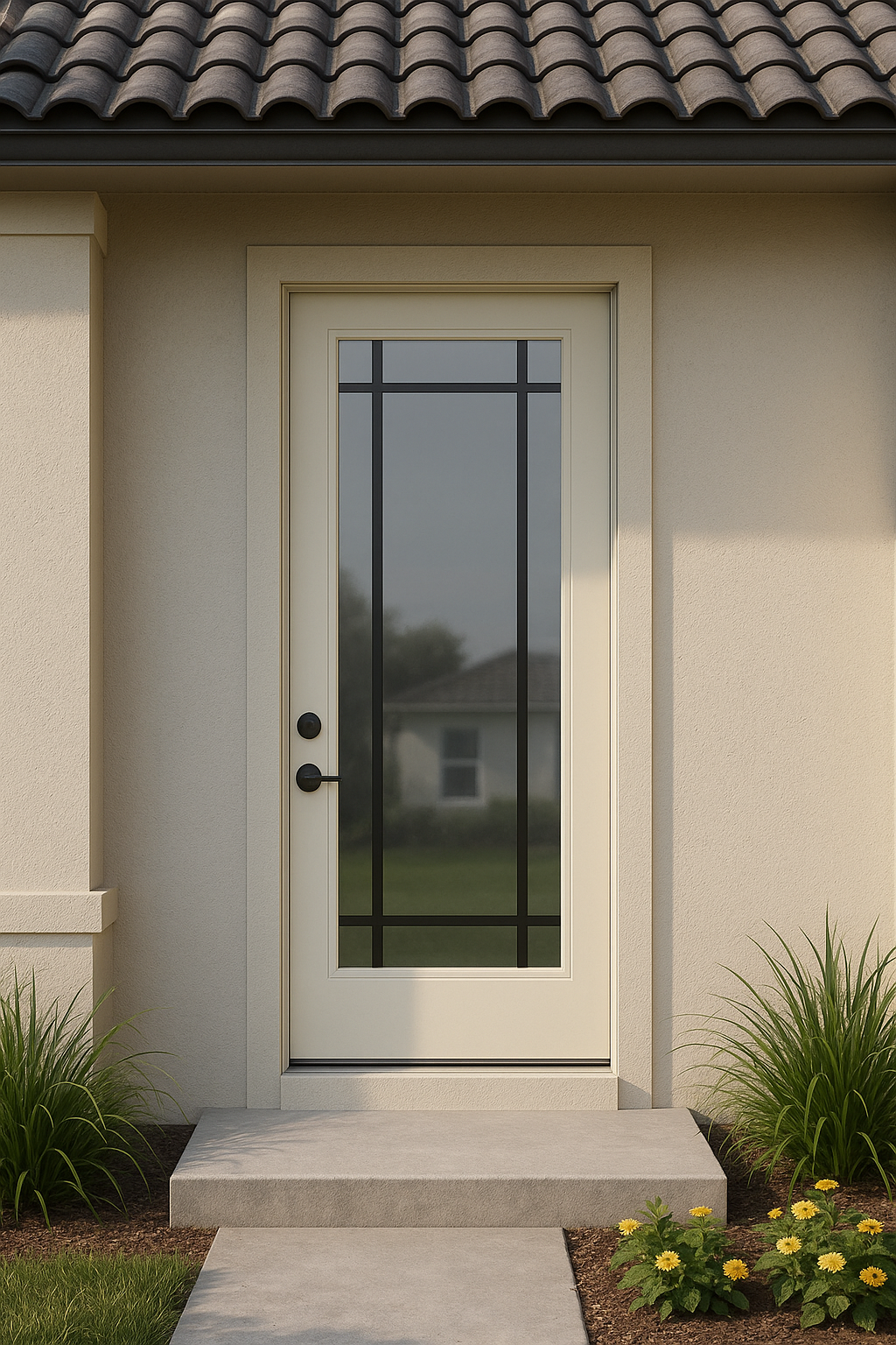 Impact Windows & Doors Tampa - Full Lite Flush - Prairie 9 Lite Flat Bar GBG