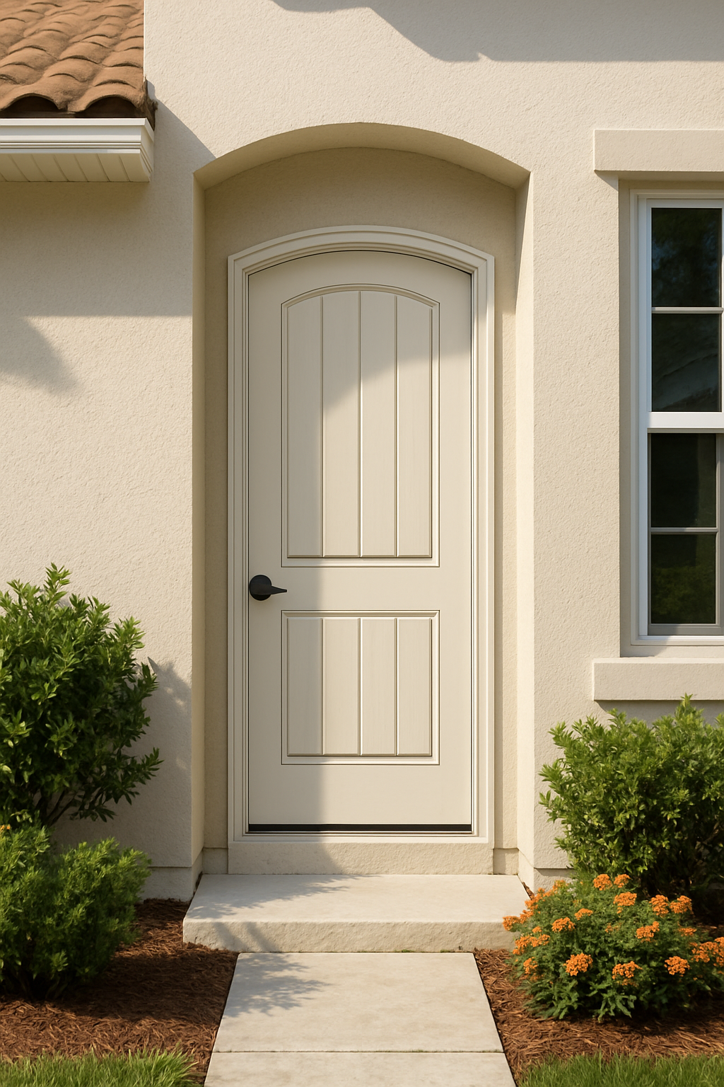 Impact Windows & Doors Tampa - 2 Panel Plank Soft Arch Flush