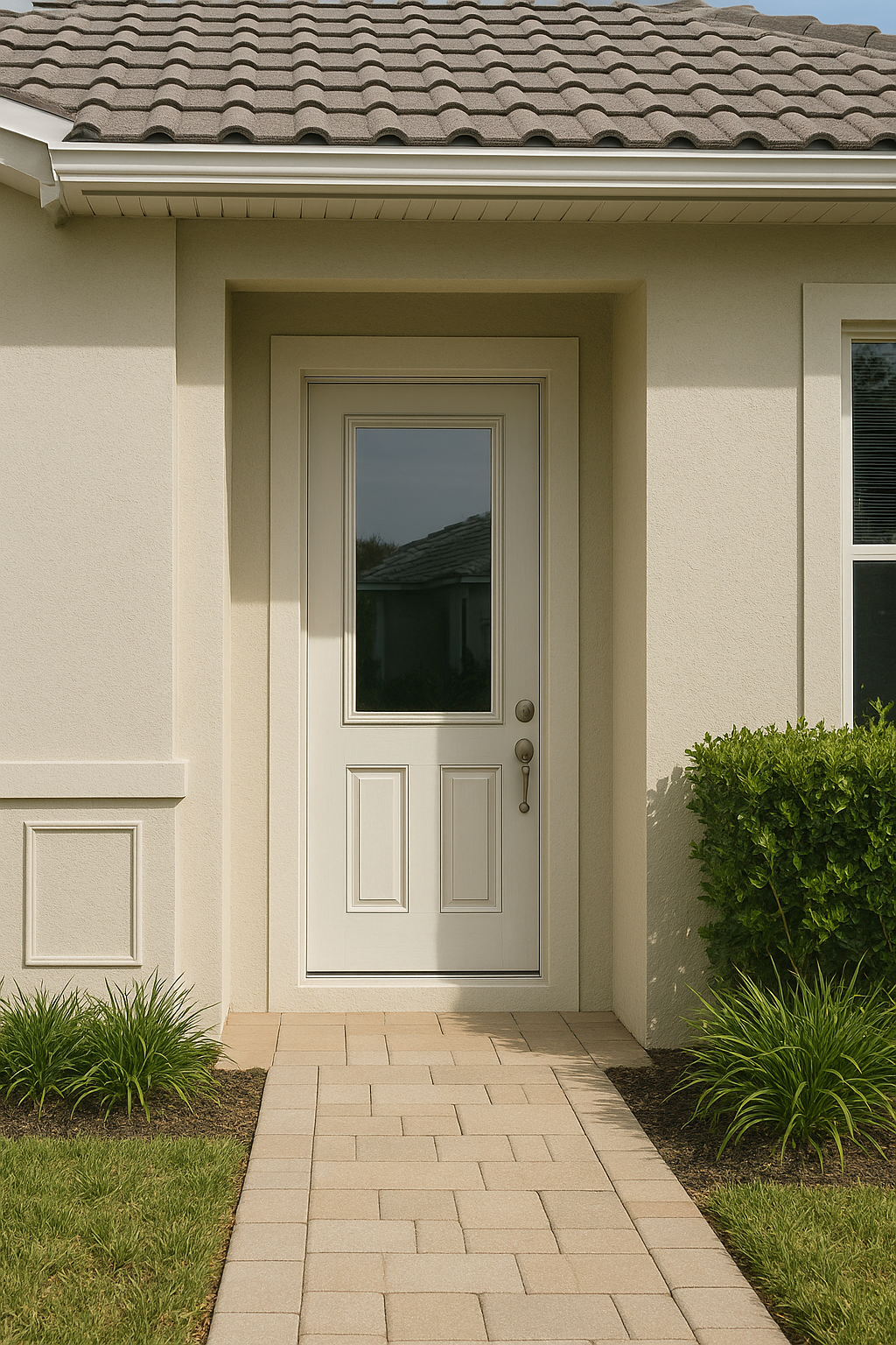 Impact Windows & Doors Tampa - Half Lite 2 Panel Flush - Clear 1 Lite No Grid