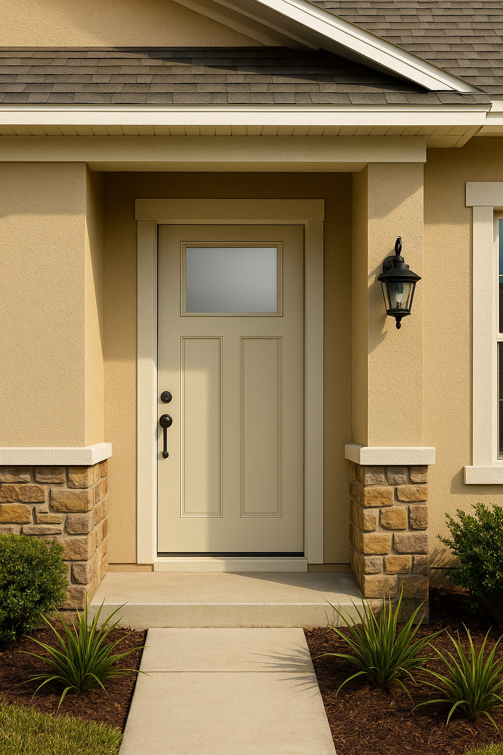 Impact Windows & Doors Tampa - Craftsman Lite 2 Panel Flush - Satin Etch