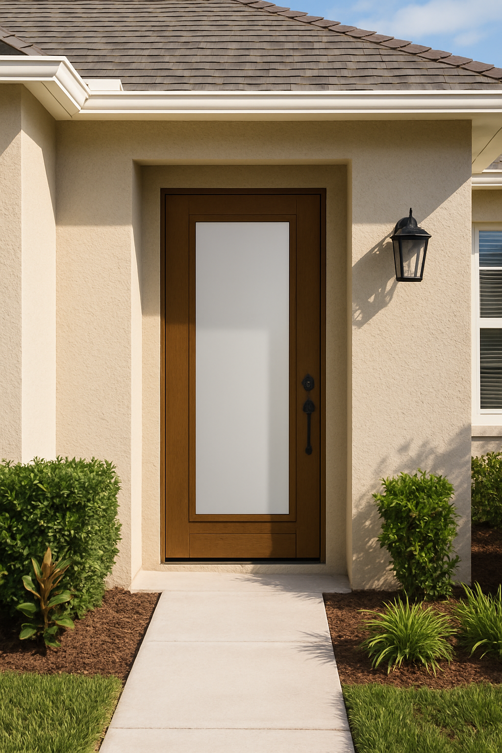 Impact Windows & Doors Tampa - 8' Full Lite W/ Stile Lines - Satin Etch