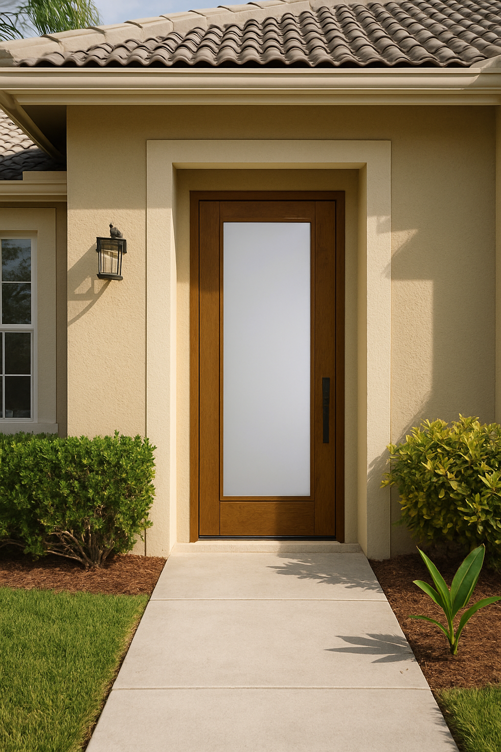 Impact Windows & Doors Tampa - 8' Full Lite Flush - Satin Etch