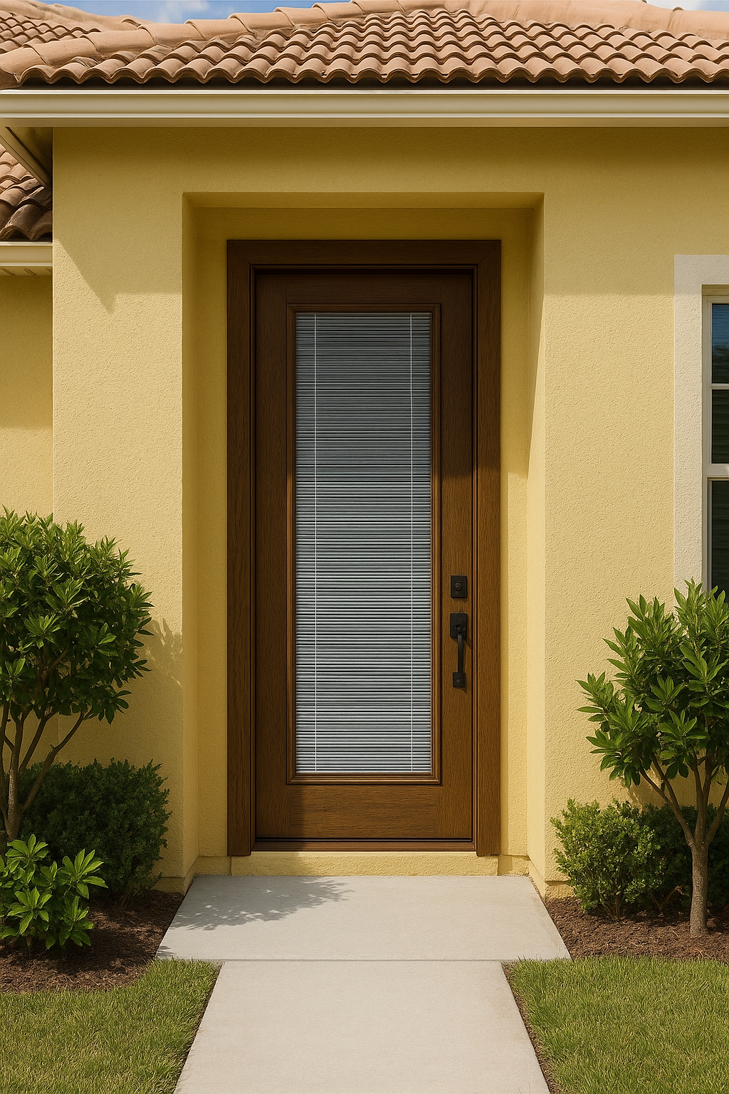 Impact Windows & Doors Tampa - 8' Full Lite Flush - Blinds Raise/Tilt No Grid