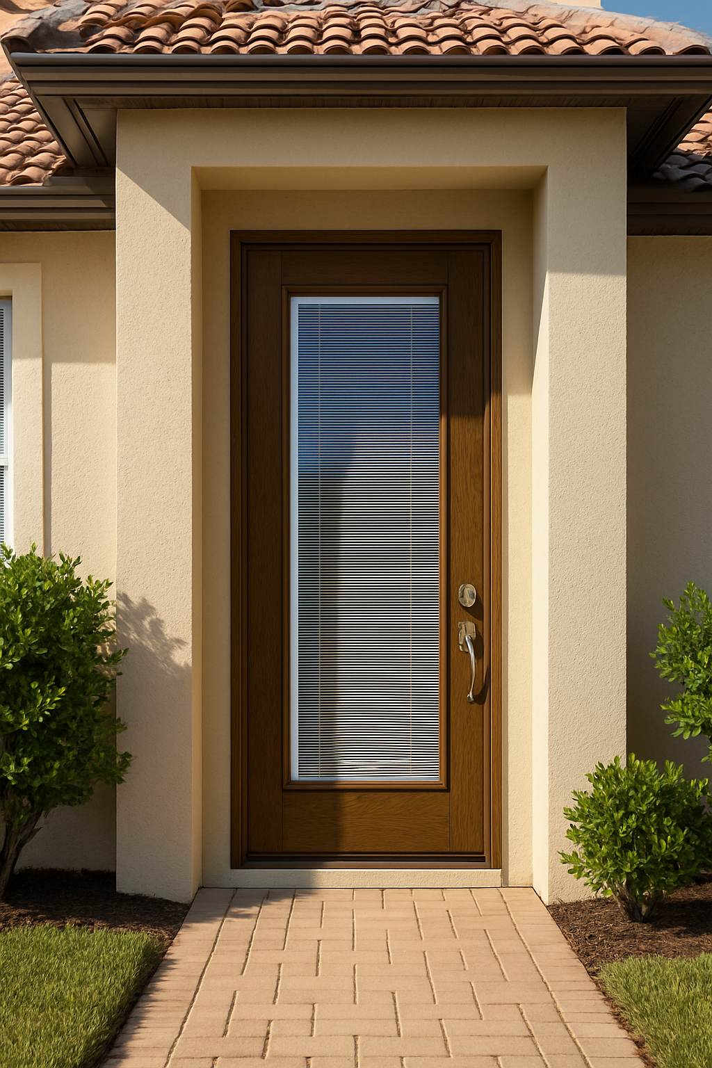 Impact Windows & Doors Tampa - 8' Full Lite W/ Stile Lines - Blinds Raise/Tilt No Grid