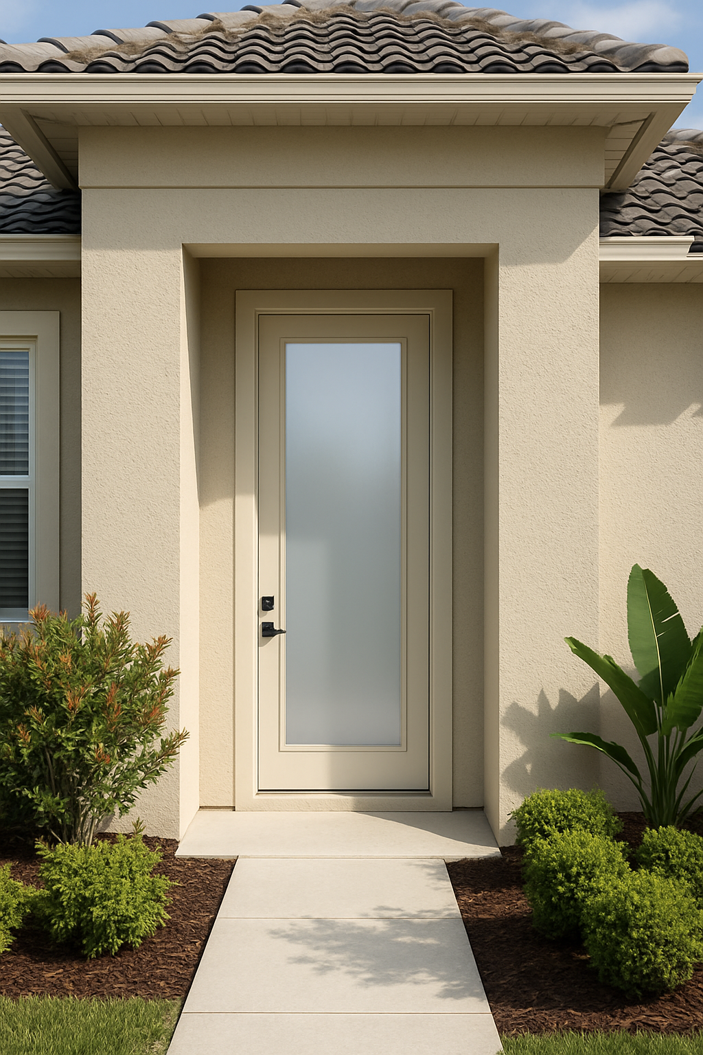 Impact Windows & Doors Tampa - 8' Full Lite Flush - Satin Etch