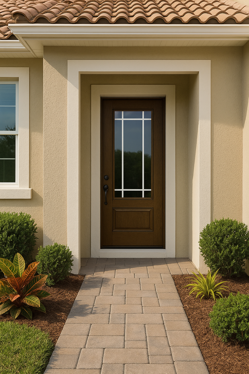 Impact Windows & Doors Tampa - 8' 3/4 Lite 1 Panel - Prairie 9 Lite Flat Bar GBG