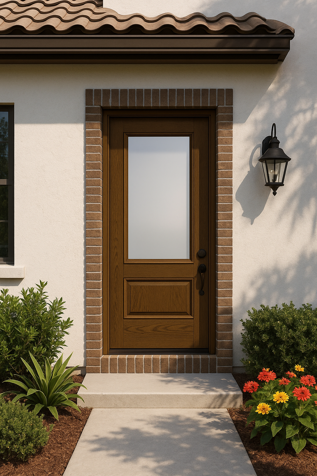 Impact Windows & Doors Tampa - 8' Half Lite 1 Panel Top and Bottom - Satin Etch
