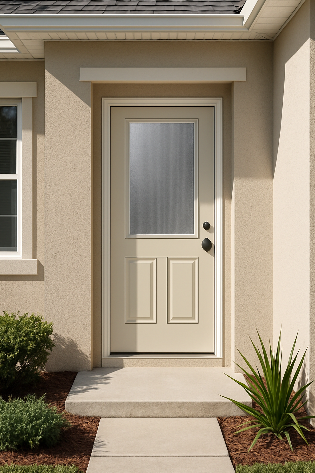 Impact Windows & Doors Tampa - 8' Half Lite 2 Panel Flush - Chinchilla