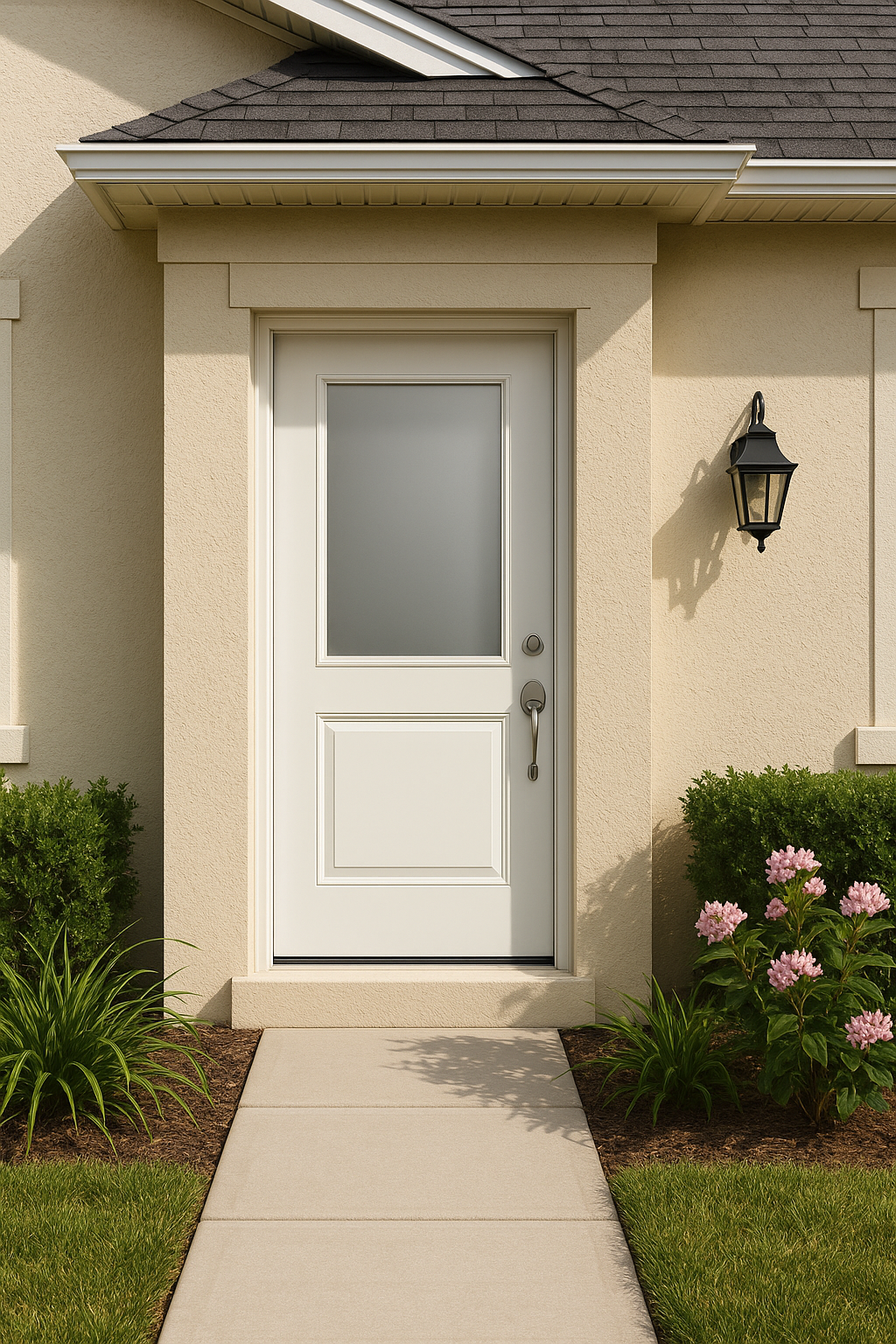 Impact Windows & Doors Tampa - Half Lite 1 Panel Flush - Satin Etch