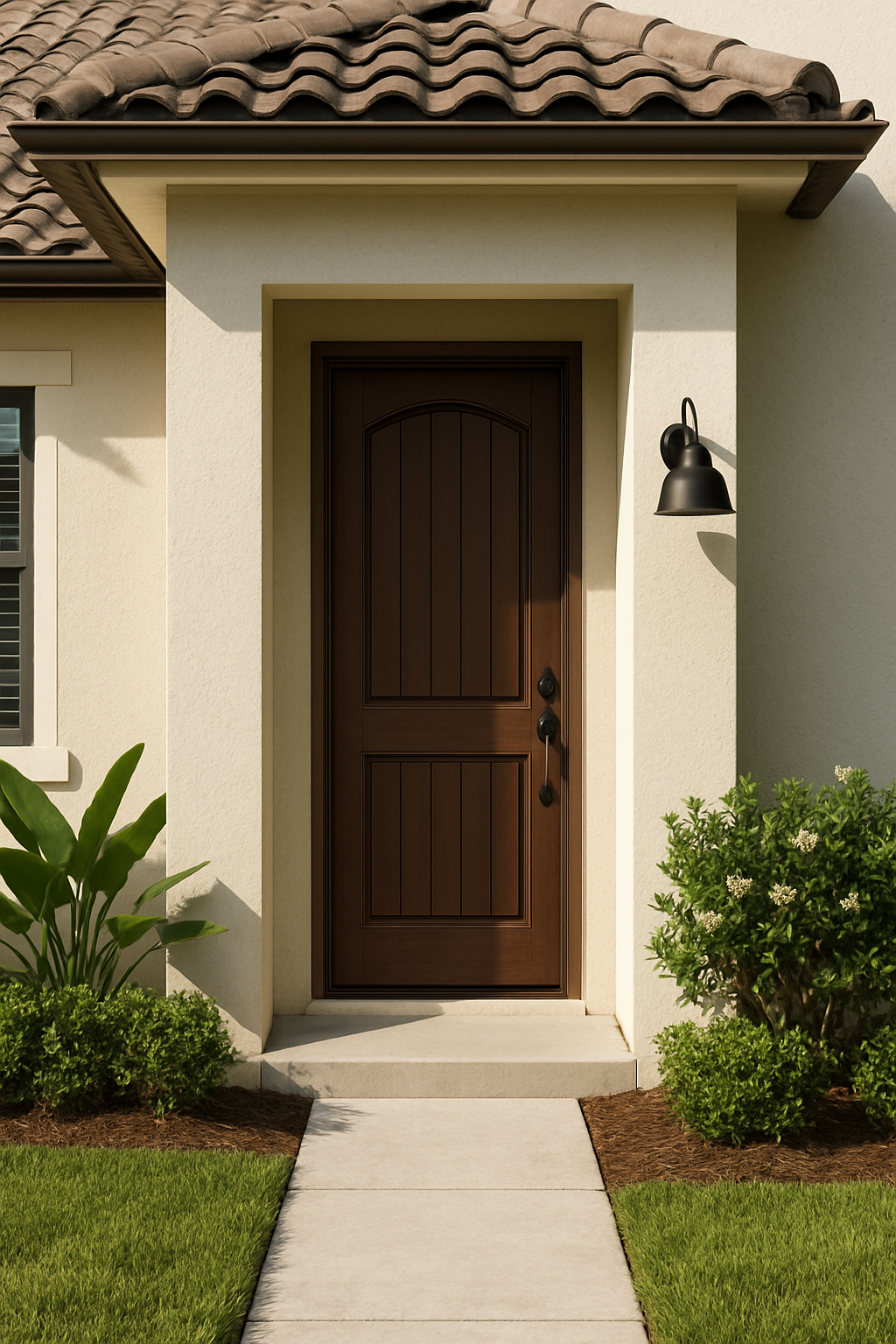 Impact Windows & Doors Tampa - 8' 1 Panel Plank Soft Arch