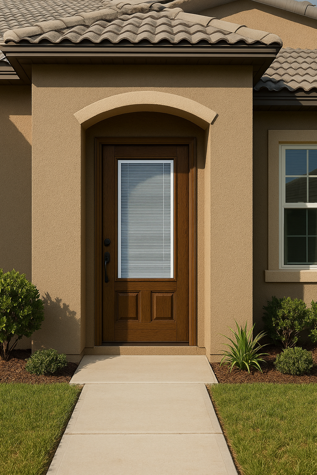 Impact Windows & Doors Tampa - Full Lite w/ Stile Lines - Blinds Raise/Tilt No Grid