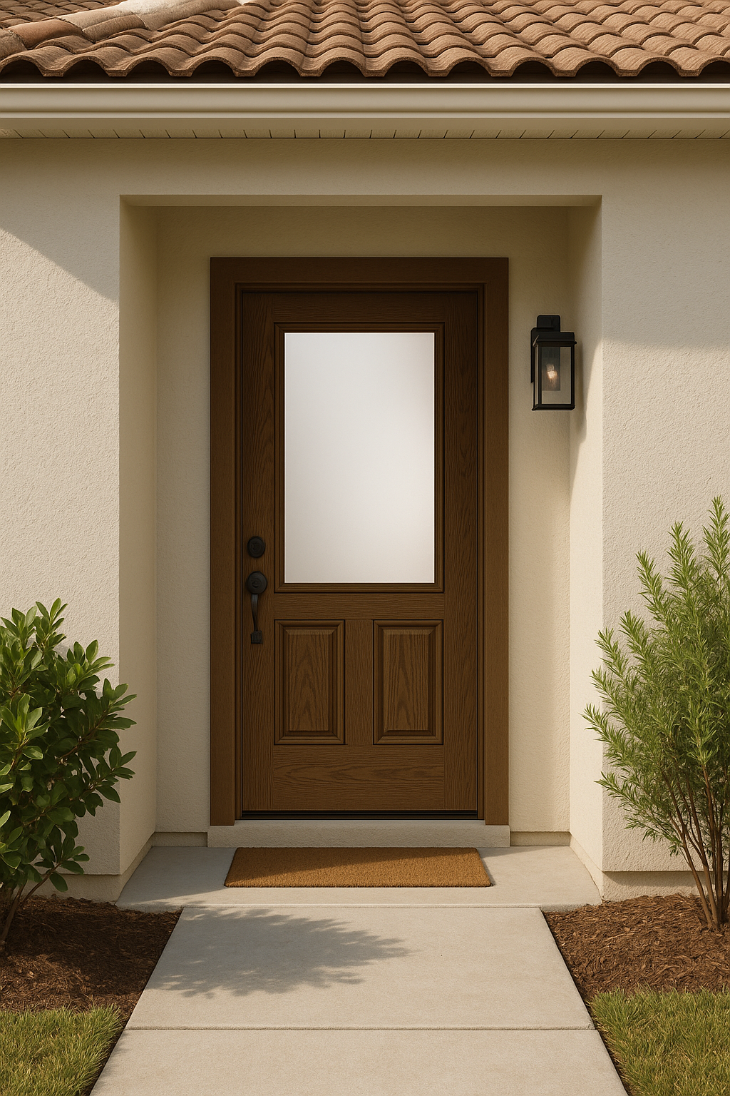 Impact Windows & Doors Tampa - 3/4 Lite 2 Panel - Satin Etch