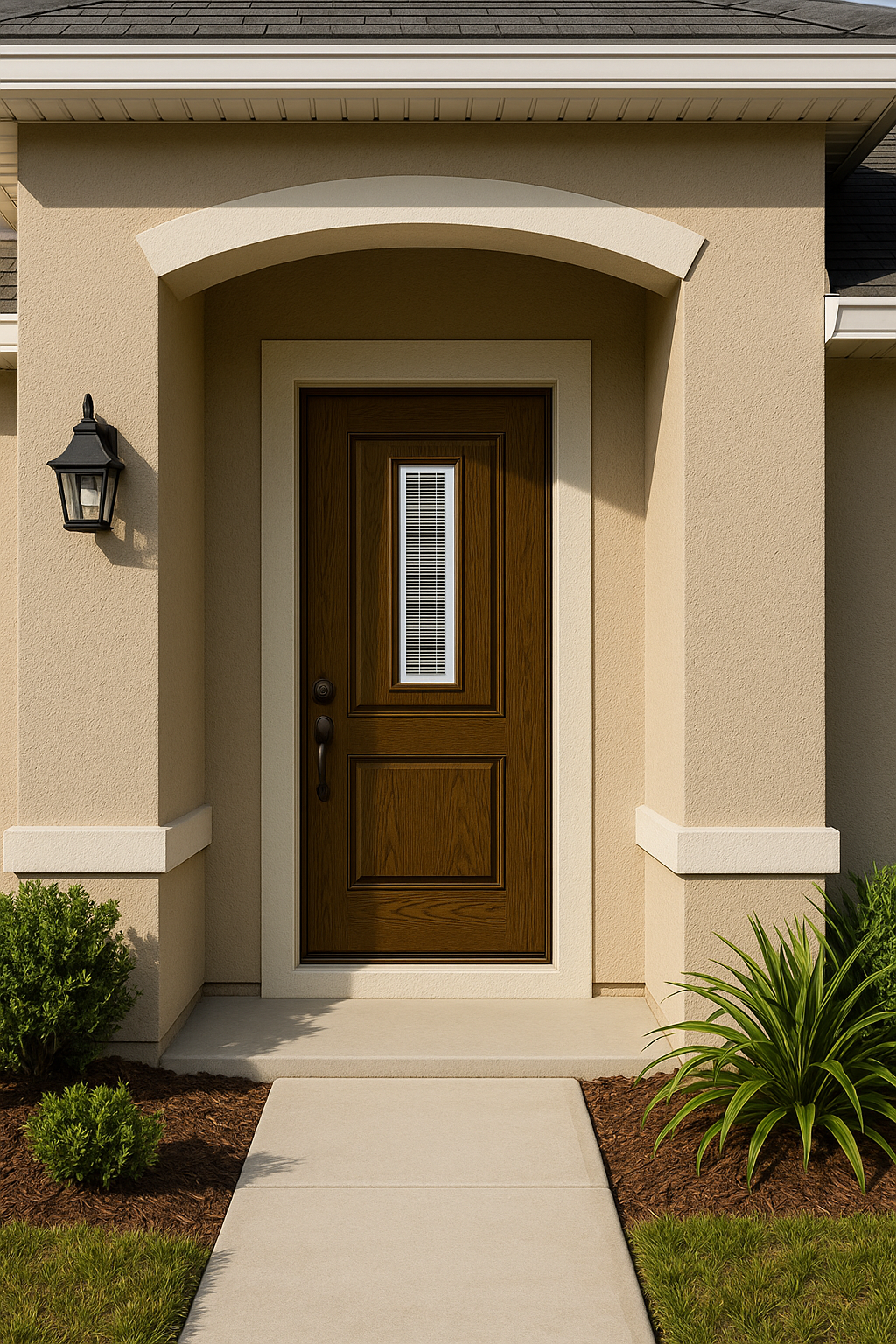 Impact Windows & Doors Tampa - Center Lite 2 Panel 3/4 Top - Blinds Raise/Tilt No Grid