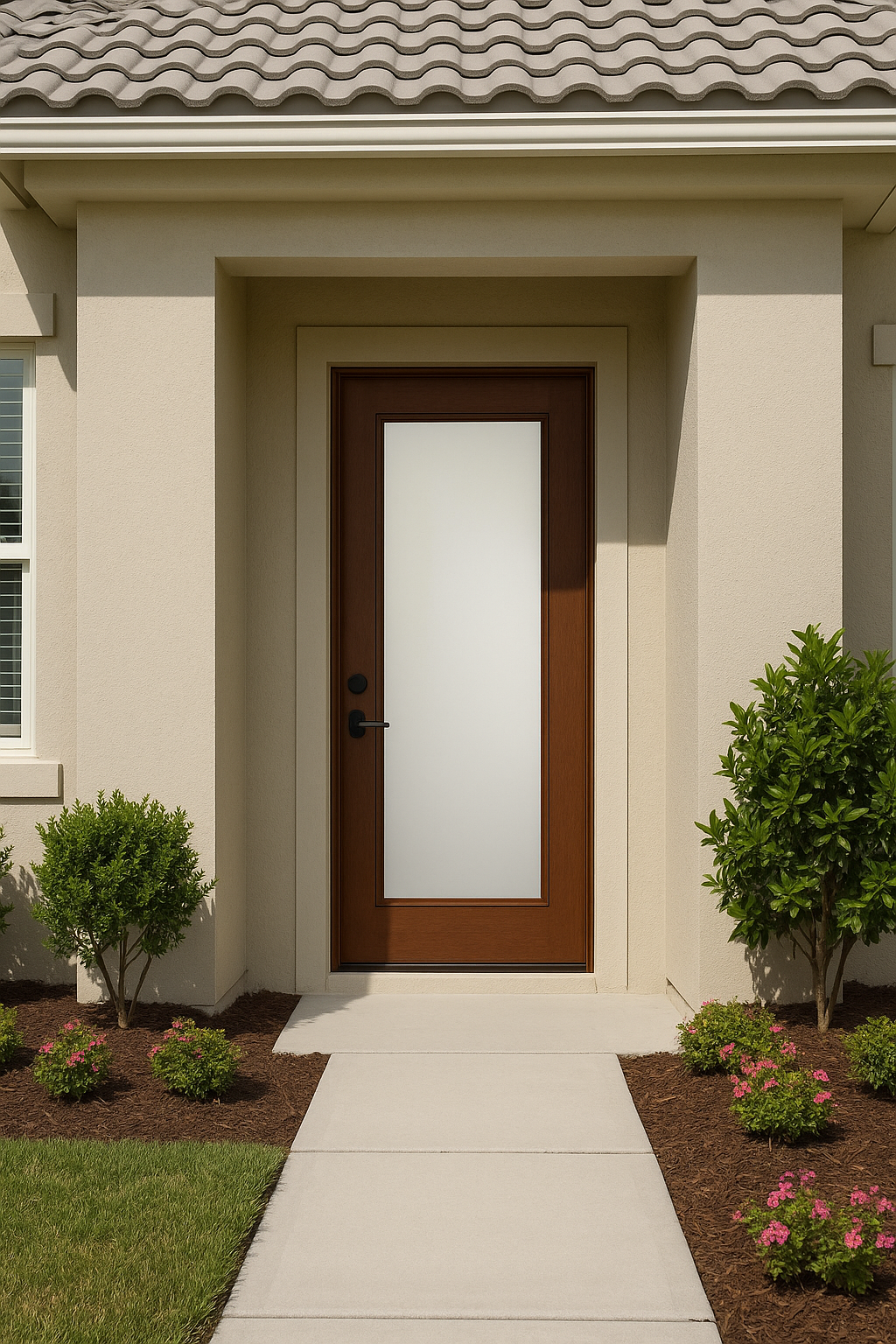 Impact Windows & Doors Tampa - Full Lite Flush - Satin Etch