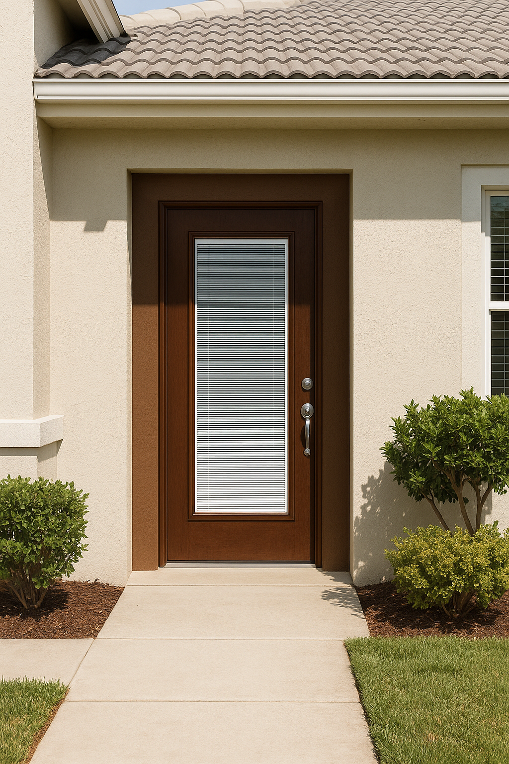 Impact Windows & Doors Tampa - Full Lite Flush - Blinds Raise/Tilt No Grid