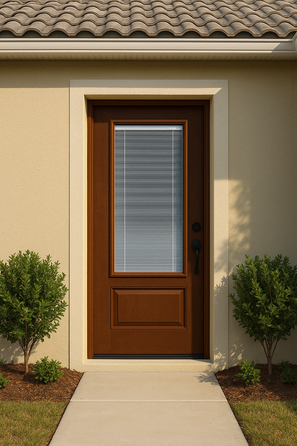 Impact Windows & Doors Tampa - Full Lite w/ Stile Lines - Blinds Raise/Tilt No Grid
