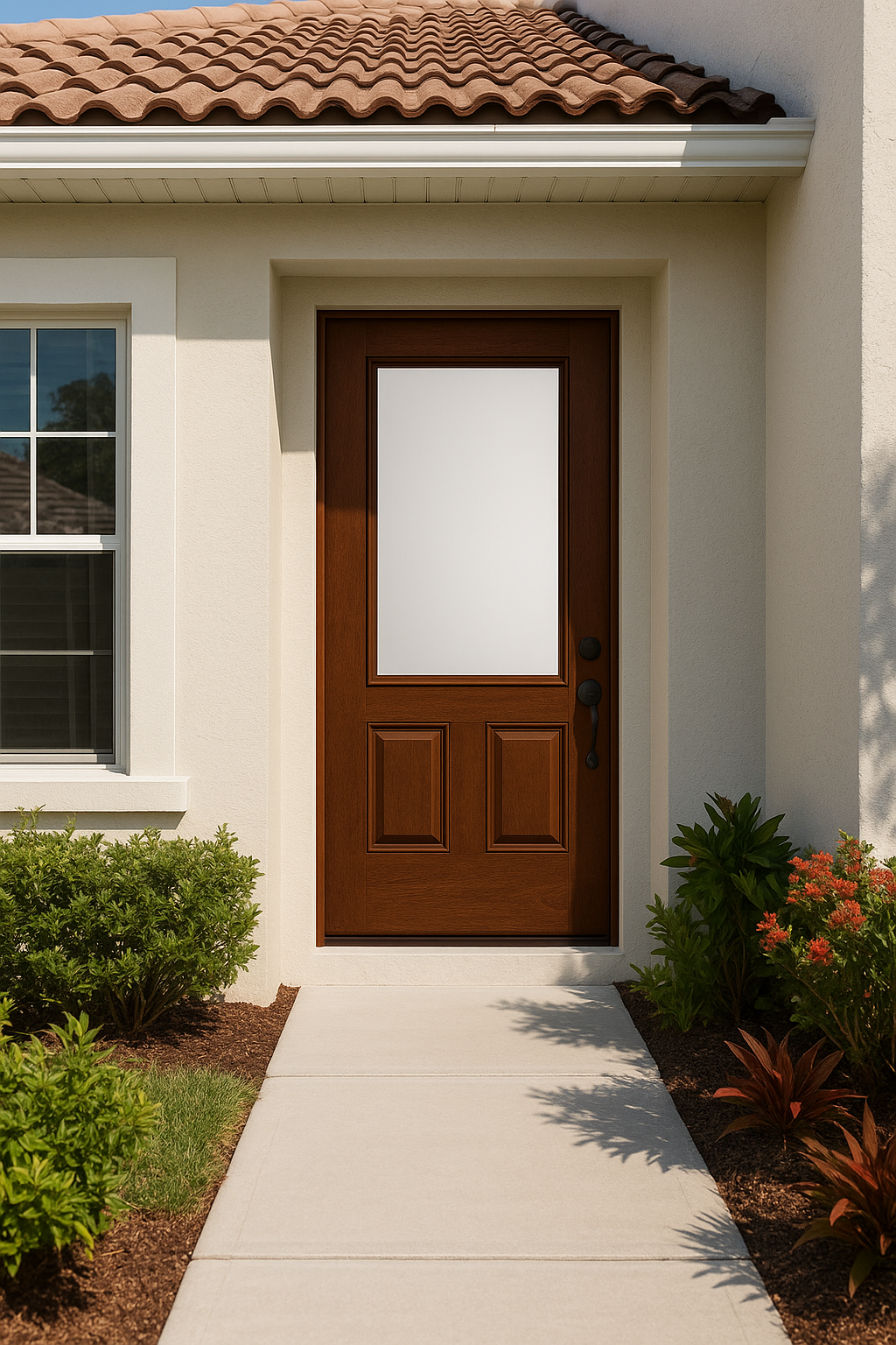 Impact Windows & Doors Tampa - 3/4 Lite 2 Panel - Satin Etch