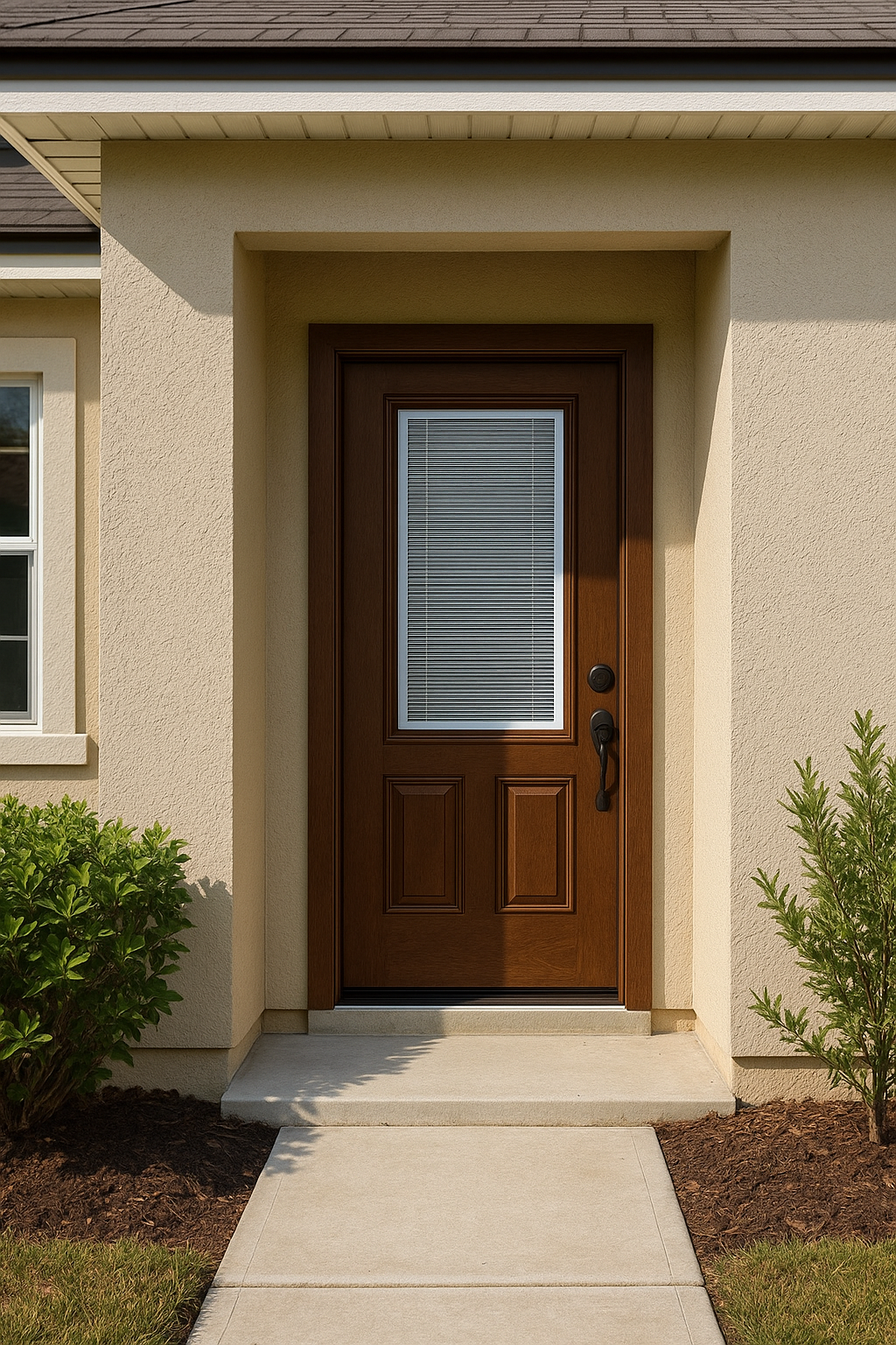 Impact Windows & Doors Tampa - 3/4 Lite 2 Panel - Blinds Raise/Tilt No Grid