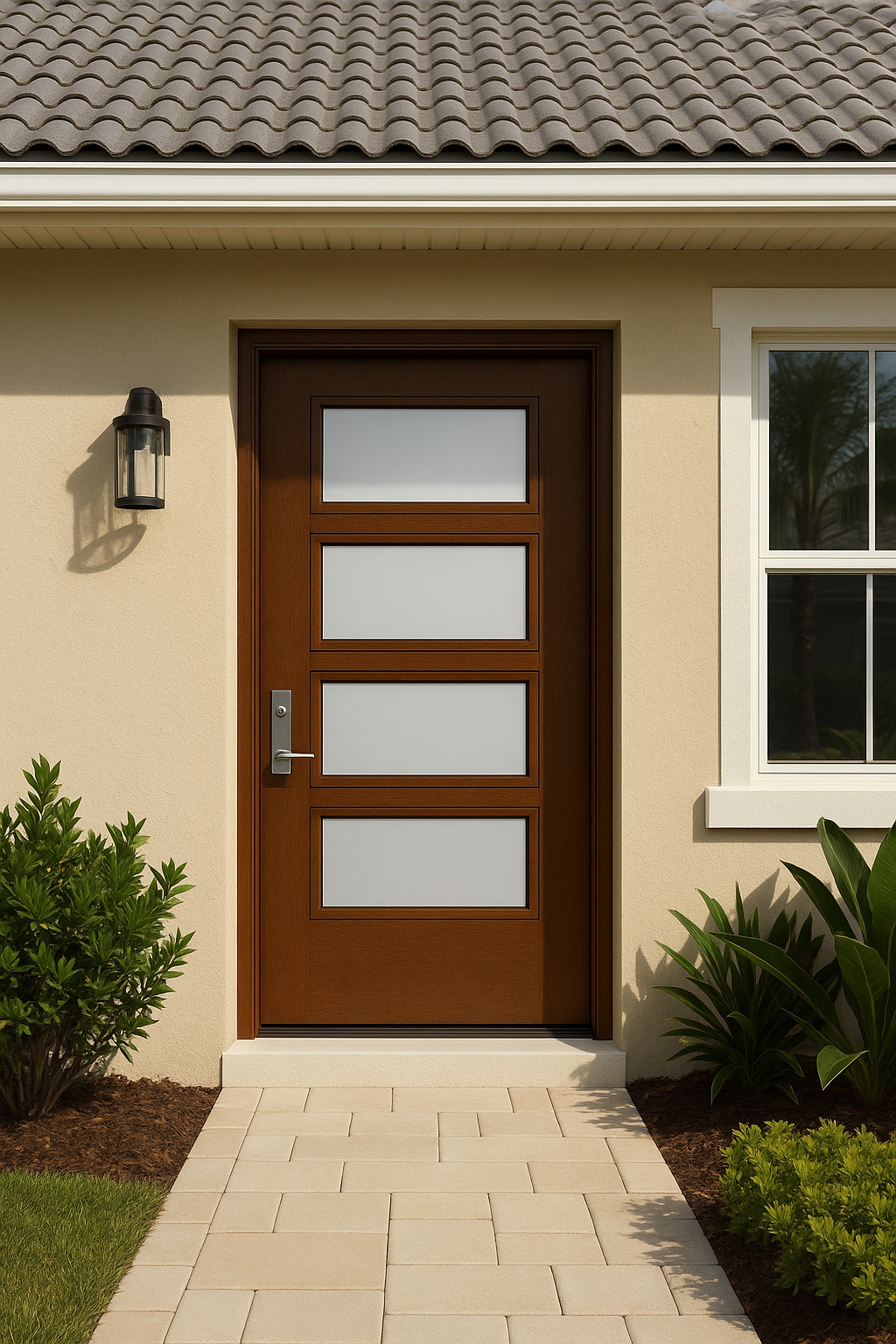 Impact Windows & Doors Tampa - Pulse 8' Ari 4-Lite - Satin Etch