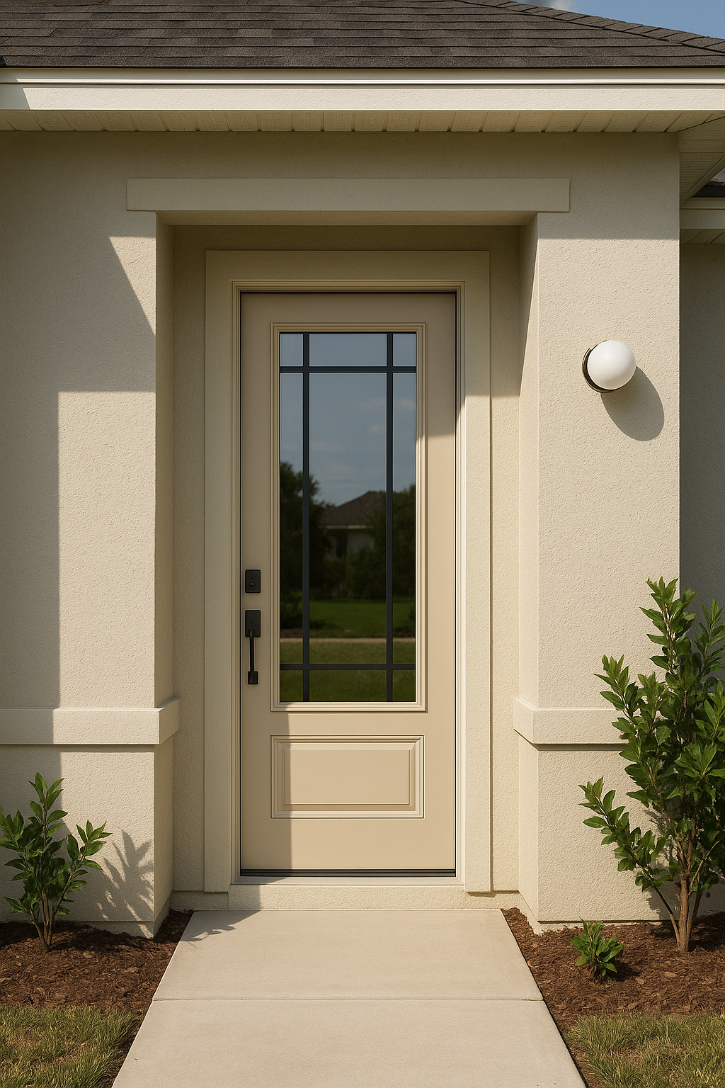 Impact Windows & Doors Tampa - Full Lite w/ Stile Lines - Prairie 9 Lite Flat Bar GBG
