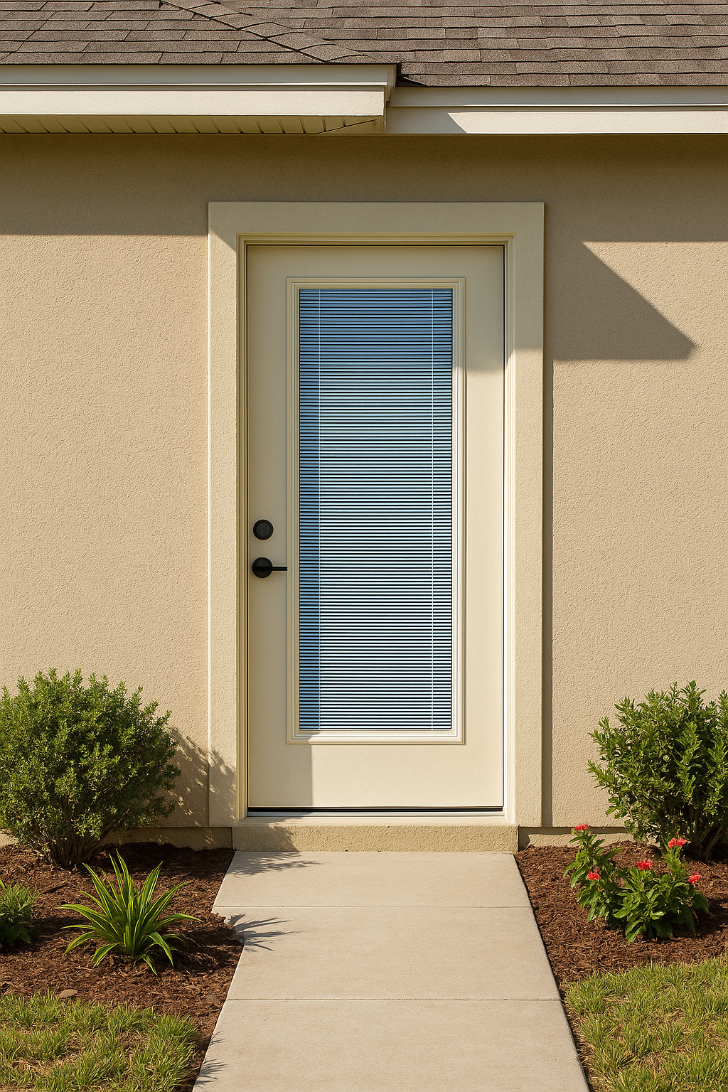 Impact Windows & Doors Tampa - Full Lite Flush - Blinds Raise/Tilt No Grid