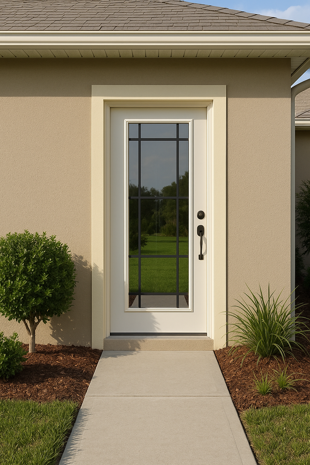 Impact Windows & Doors Tampa - Full Lite Flush - Prairie 9 Lite Flat Bar GBG