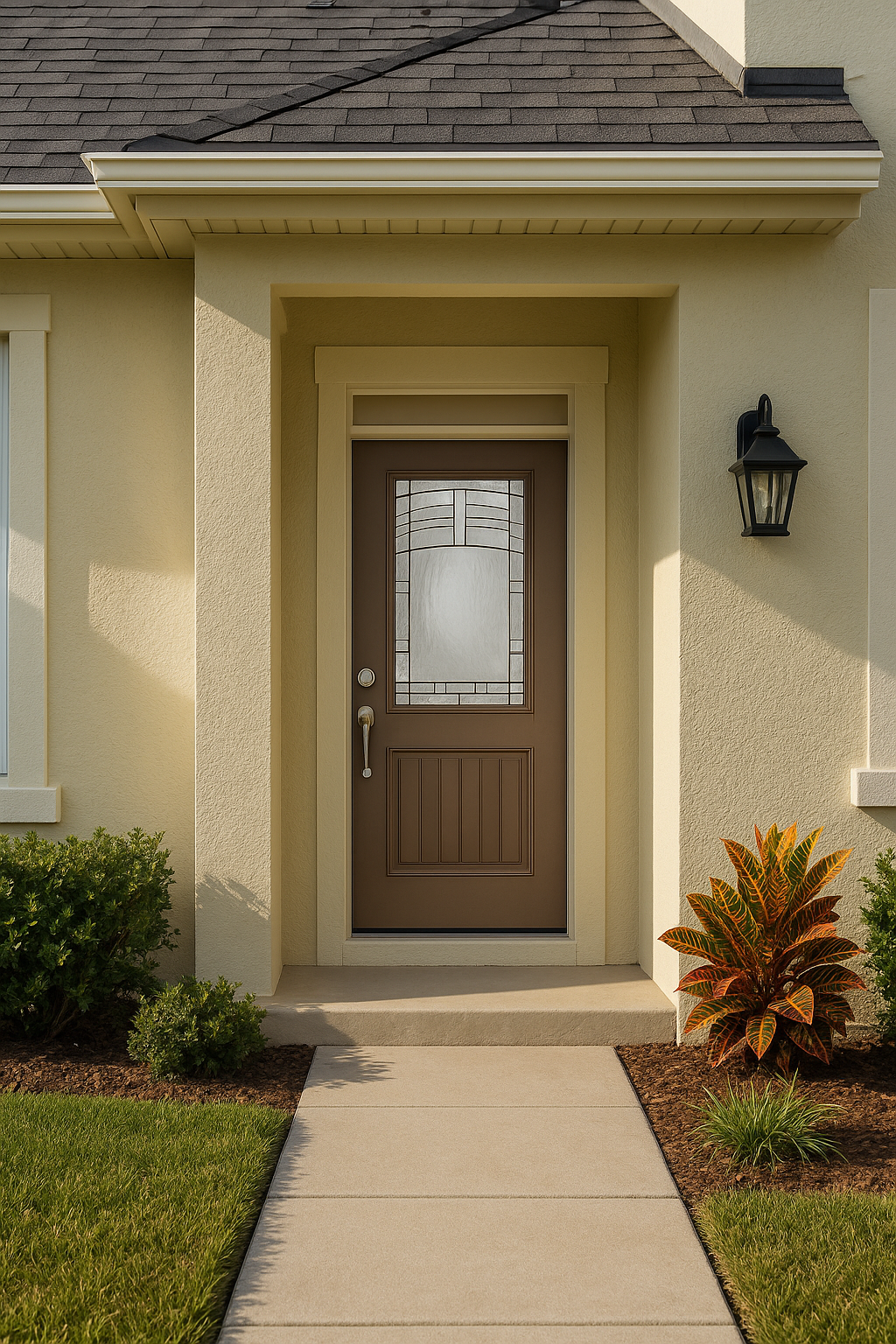 Impact Windows & Doors Tampa - Half Lite 1 Panel Plank - Maple Park