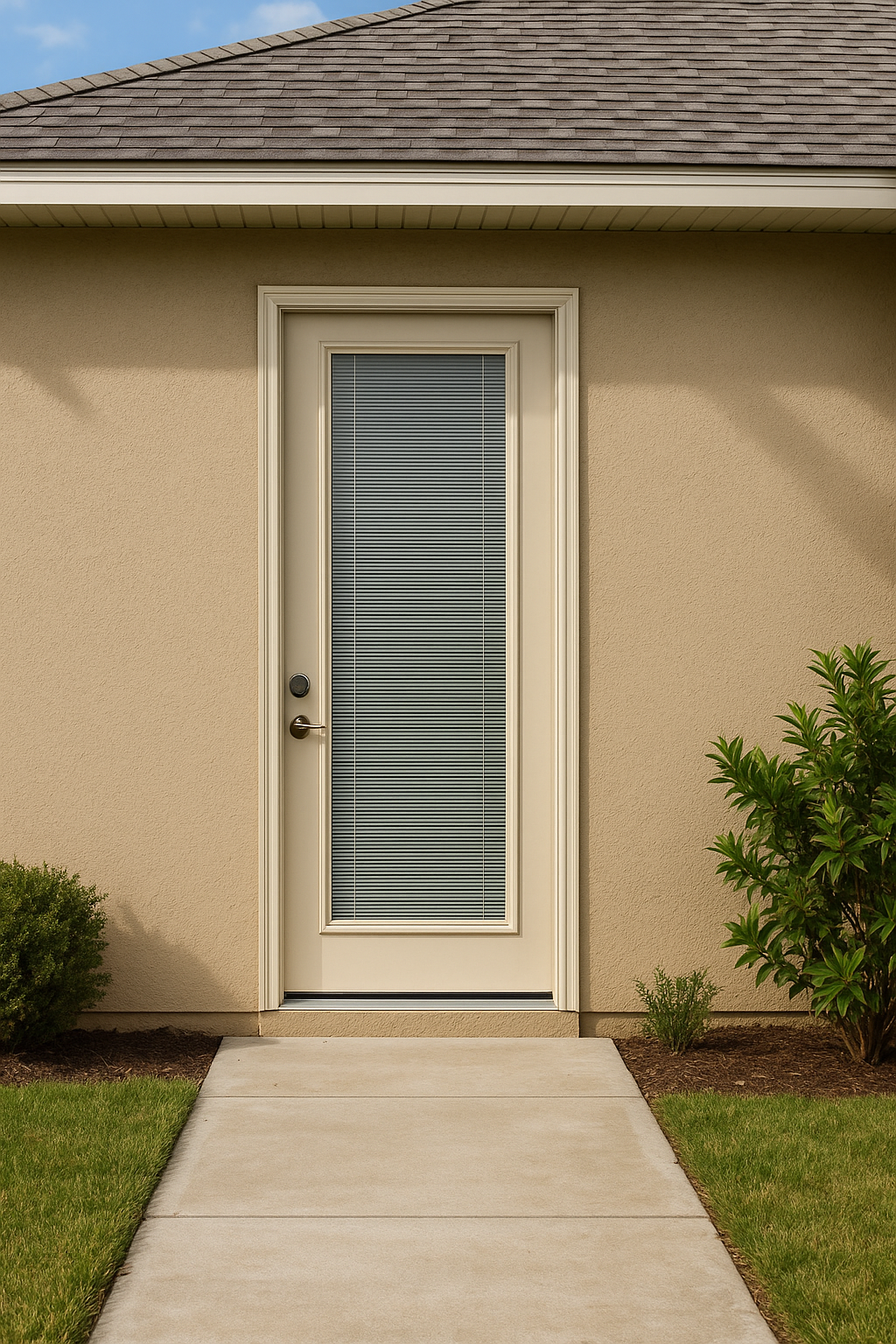 Impact Windows & Doors Tampa - 8' Full Lite Flush - Blinds Raise/Tilt No Grid