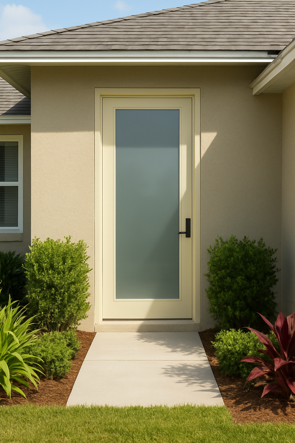 Impact Windows & Doors Tampa - 8' Full Lite Flush - Satin Etch