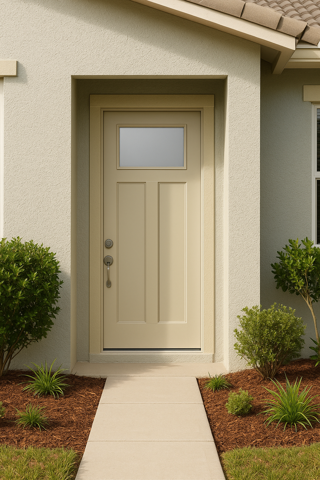 Impact Windows & Doors Tampa - 8' Craftsman Lite 2 Panel Shaker - Satin Etch