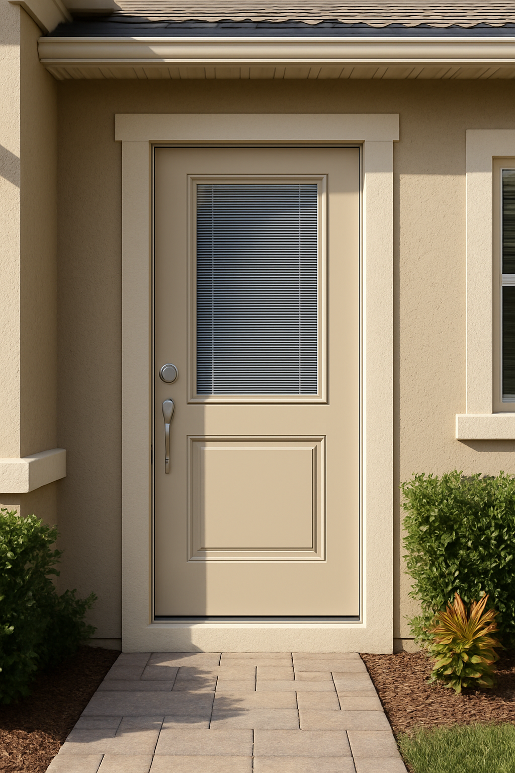 Impact Windows & Doors Tampa - 8' Half Lite 1 Panel Top and Bottom - Blinds Raise/Tilt No Grid