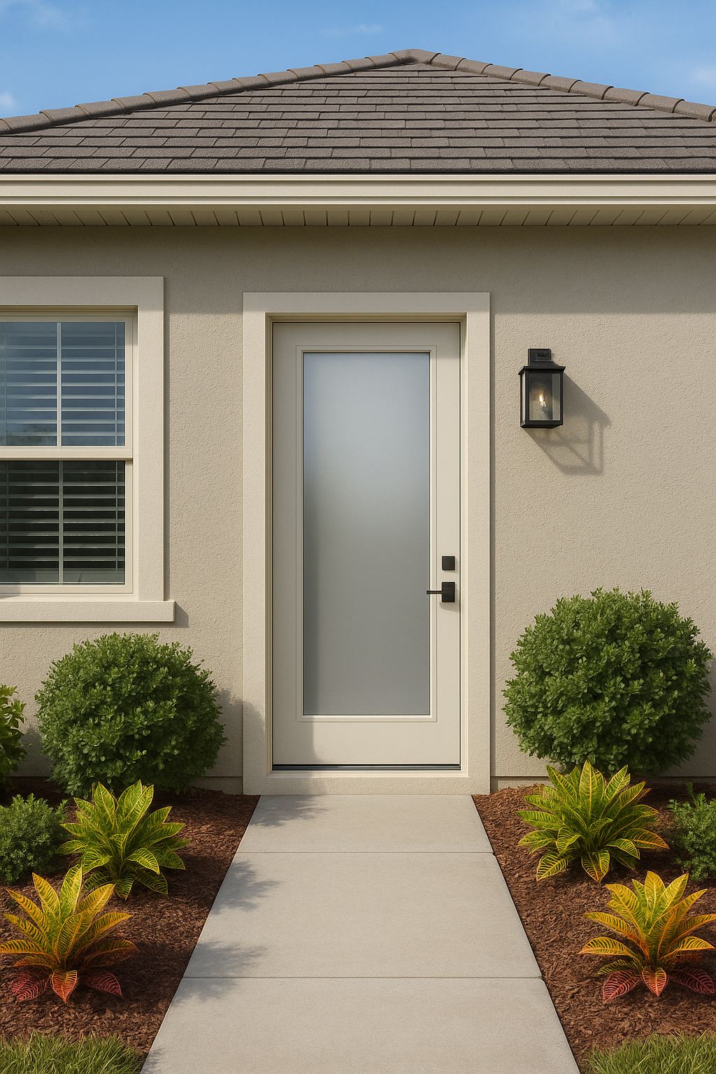 Impact Windows & Doors Tampa - Full Lite Flush - Satin Etch