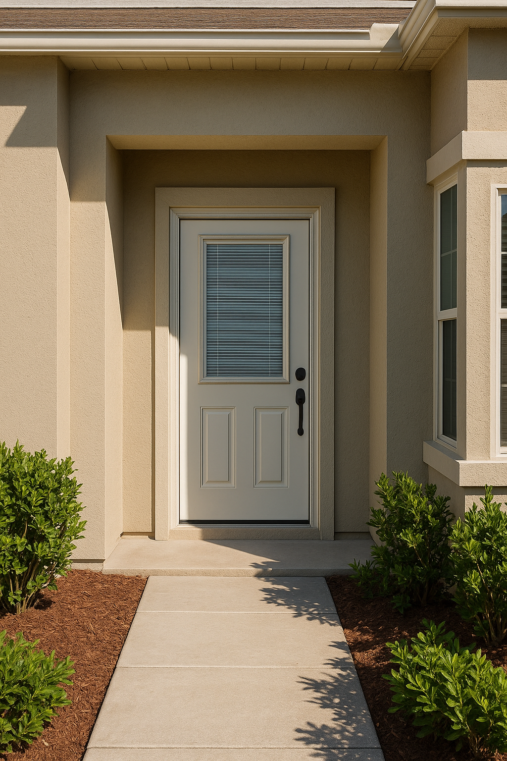 Impact Windows & Doors Tampa - Half Lite 2 Panel Flush - Blinds Raise/Tilt No Grid