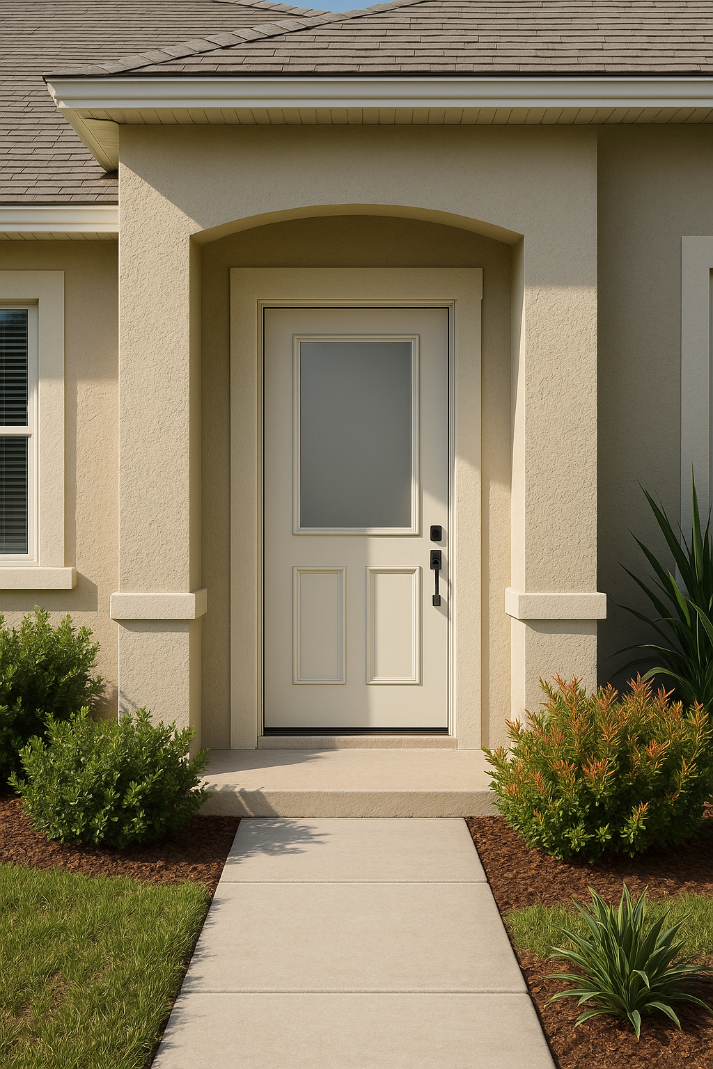 Impact Windows & Doors Tampa - Half Lite 2 Panel Flush - Satin Etch