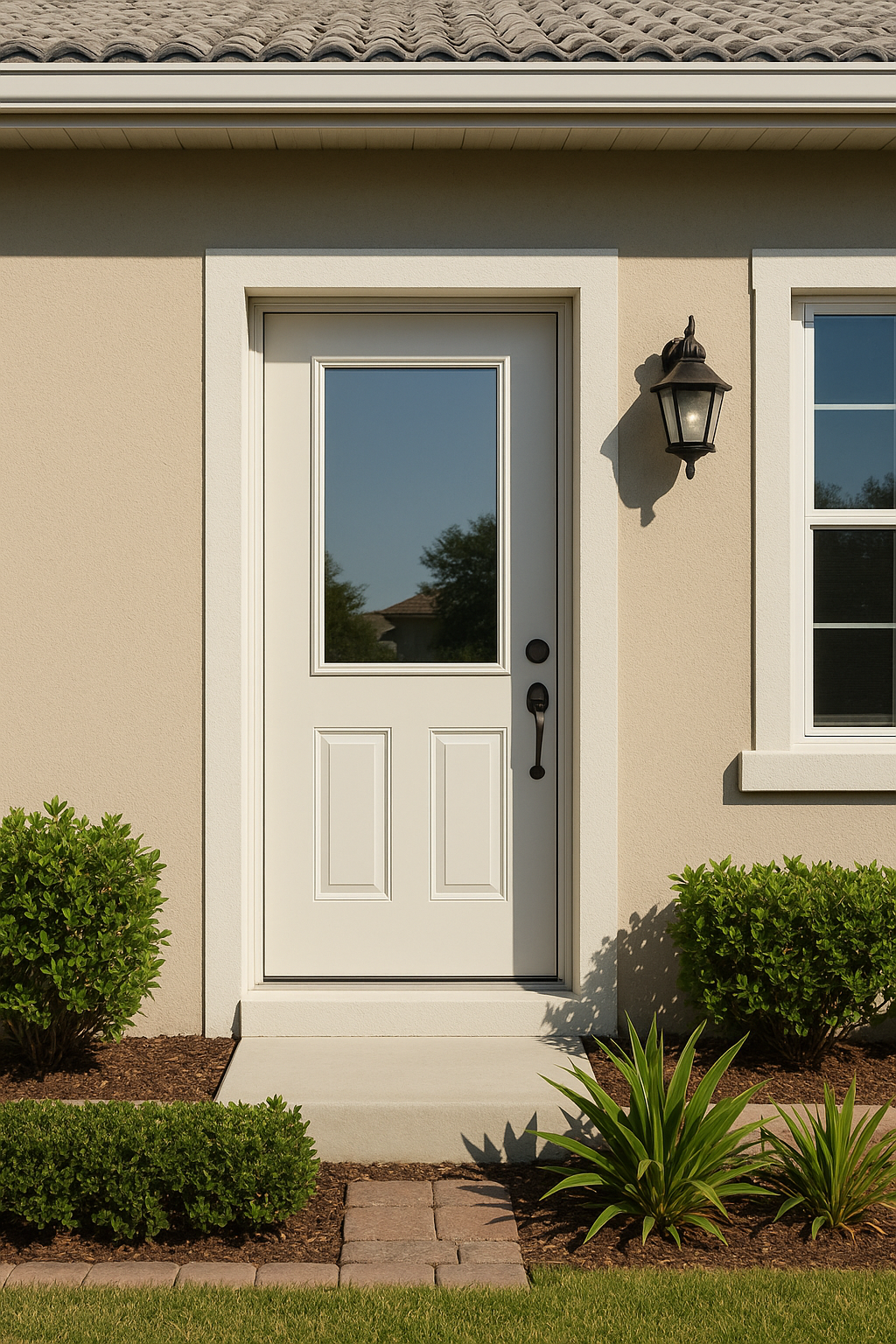 Impact Windows & Doors Tampa - Half Lite 2 Panel Flush - Clear 1 Lite No Grid