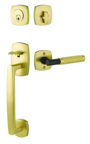 Urban Modern Tubular – T-Bar Stem Knurled Handle Flat Black/Satin Brass