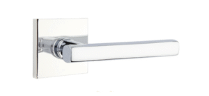 Freestone Lever with Square Rosette in Polished Chrome featuring rectangular design and mirror finish