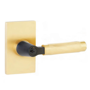 Helios Key In Lever with Modern Rectangular Rosette in Satin Nickel finish featuring minimalist rectangular design