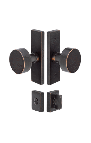 Modern Rectangular 1½" x 5" Thumbturn Privacy with Round Knobs – Oil Rubbed Bronze