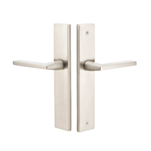 Modern Rectangular 2 inch x 10 inch Non-Keyed Set with Helios Levers in Satin Nickel finish featuring rectangular backplate design