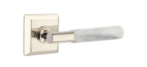 T-Bar Stem with Marble Handle and Quincy Rosette in Polished Nickel and White Marble featuring lifetime finish and natural stone detail