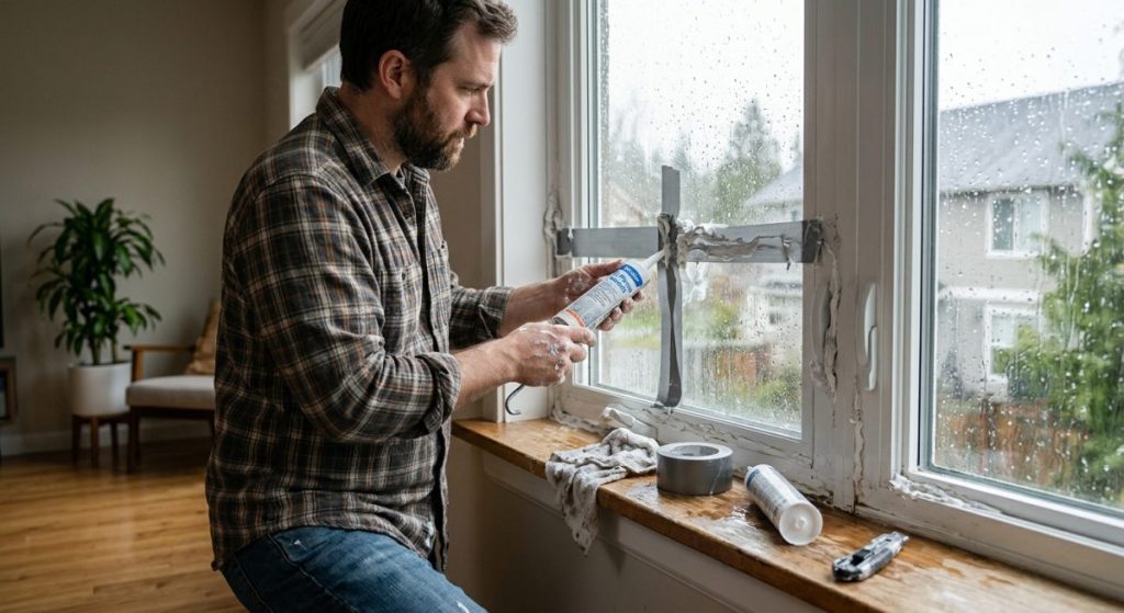 Mistake 2: DIY Repairs That Worsen Your Leaking Window Problem illustration for leaking window